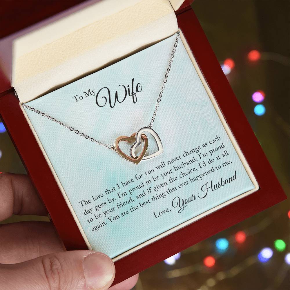 Interlocking Hearts Necklace - For Wife The Love That I Have