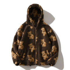 Streetwear Fleece Zip-Up: Bear Design