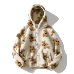 Streetwear Fleece Zip-Up: Bear Design