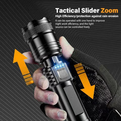 9900LM Powerful LED Flashlight USB Rechargeable Light Zoom