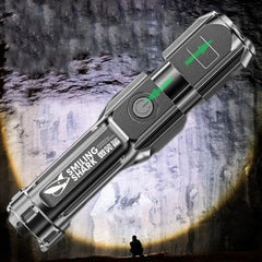 4 Lighting Mode Strong LED Flashlight Telescopic Zoom Portable Long-Range Flashlight