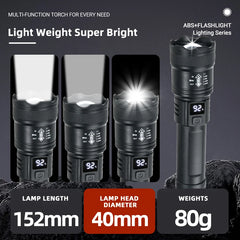 9900LM Powerful LED Flashlight USB Rechargeable Light Zoom