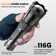 9900LM Powerful LED Flashlight USB Rechargeable Light Zoom