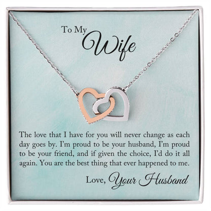 Interlocking Hearts Necklace -  For Wife The Love That I Have