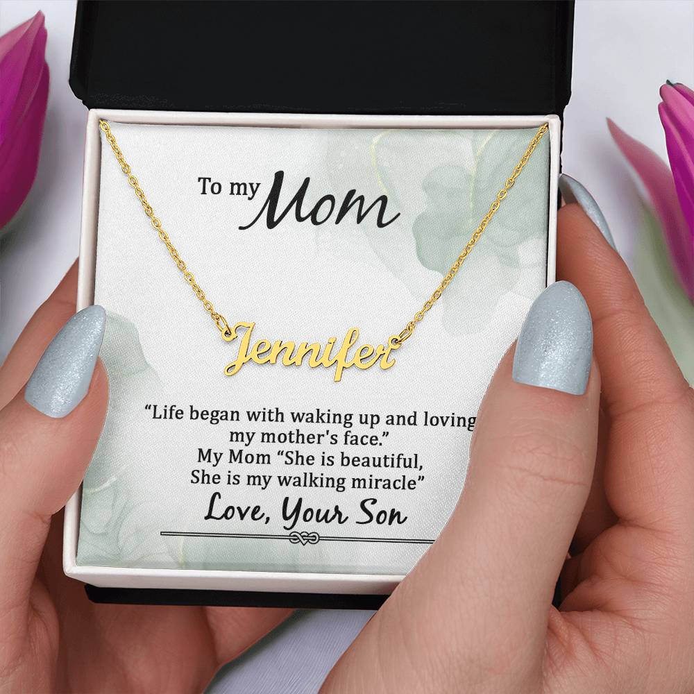 Custom Name Necklace - To My Mom Life Began