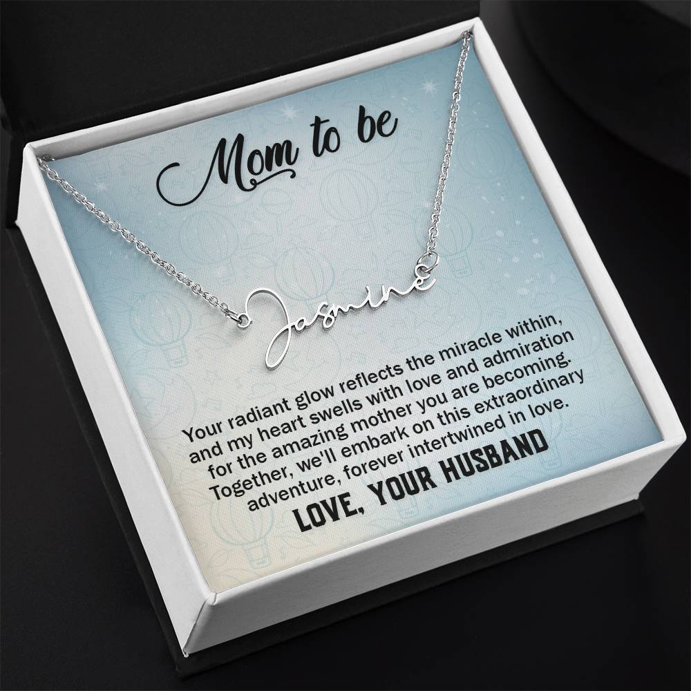 Signature Name Necklace - For Mom To Be