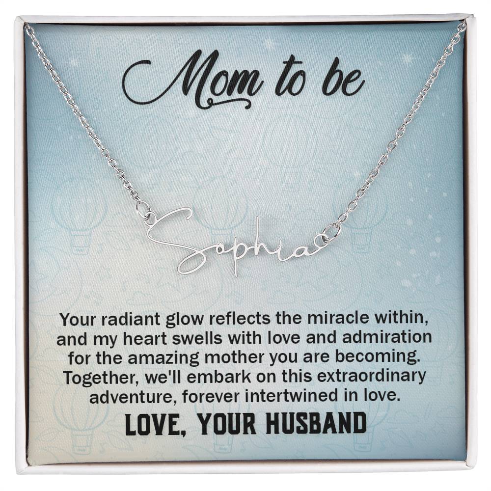 Signature Name Necklace - For Mom To Be