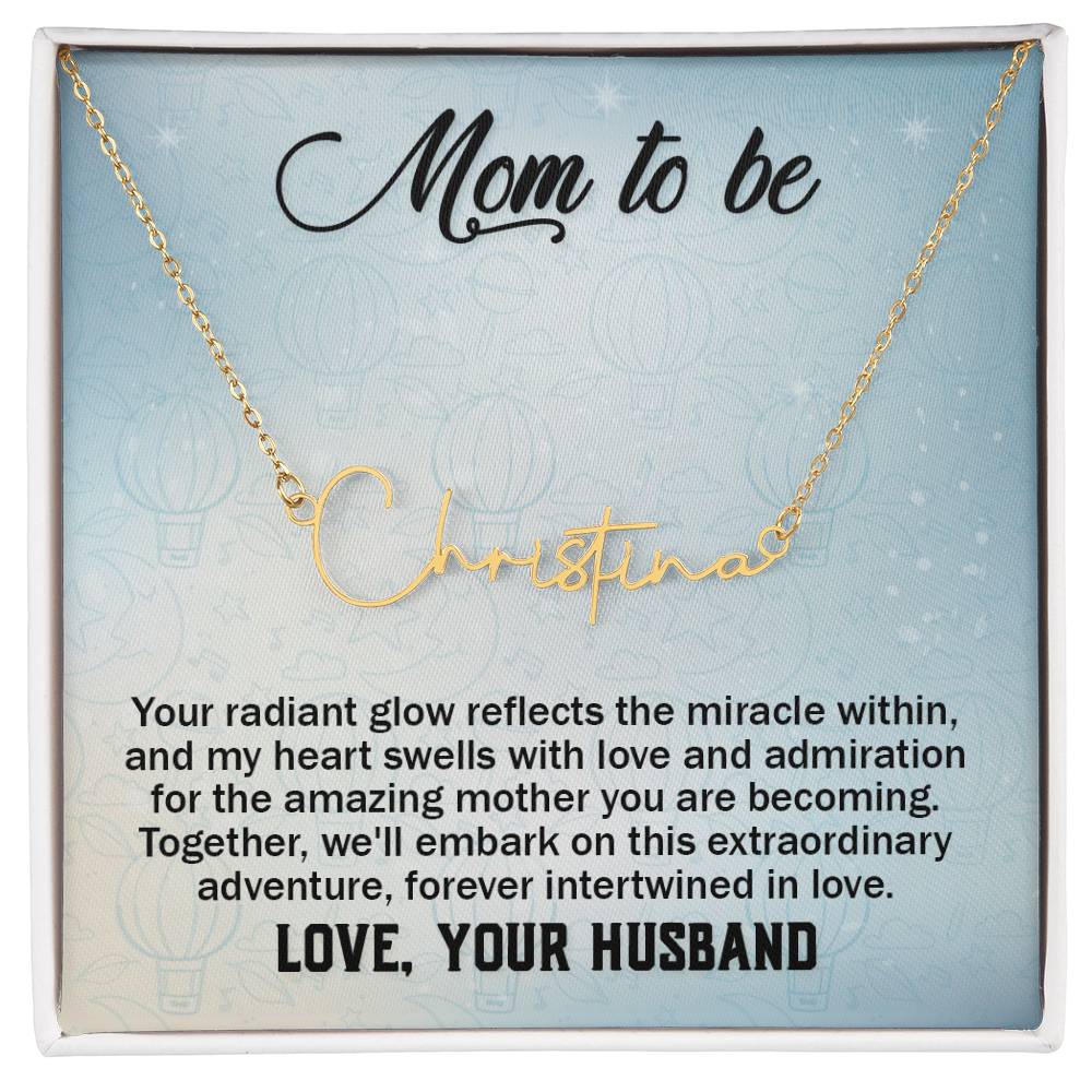 Signature Name Necklace - For Mom To Be